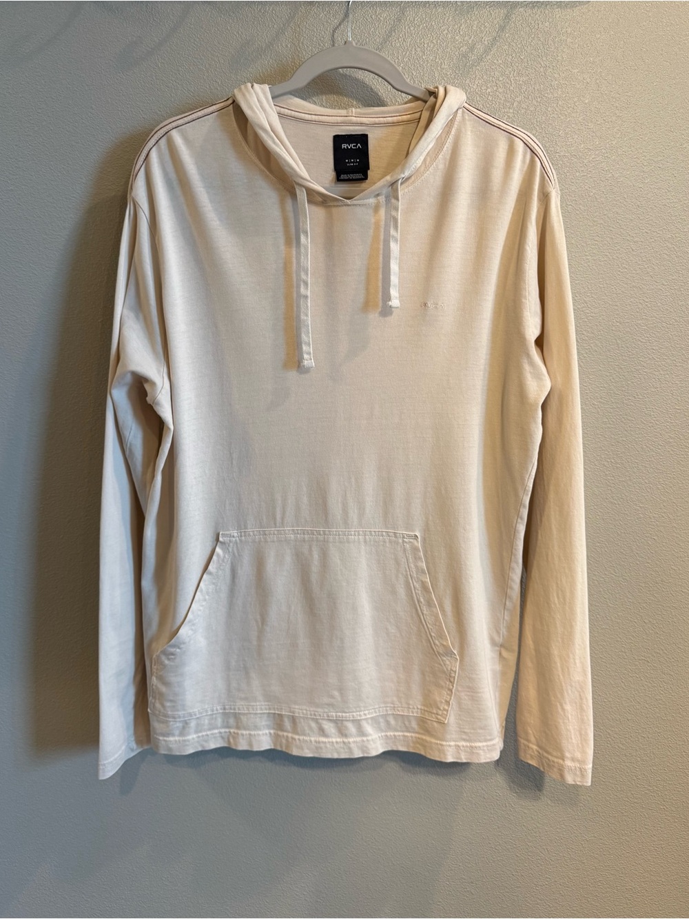 RVCA Men's Cream Crewneck Hooded Lightweight Shirt